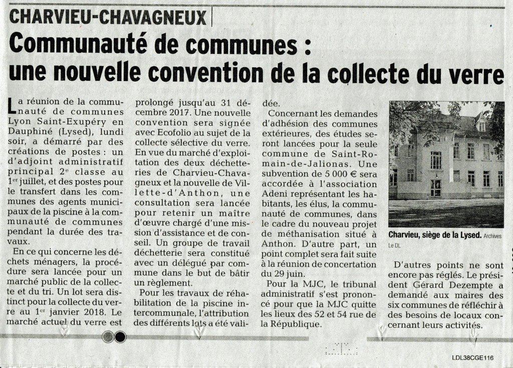 article du Dauphiné Libéré du 9 juillet 2017